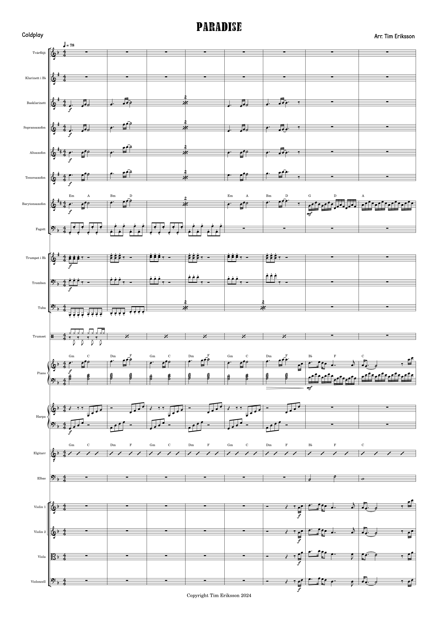 Paradise (arr. Tim Asplund) by Coldplay 管弦乐团 - 预览