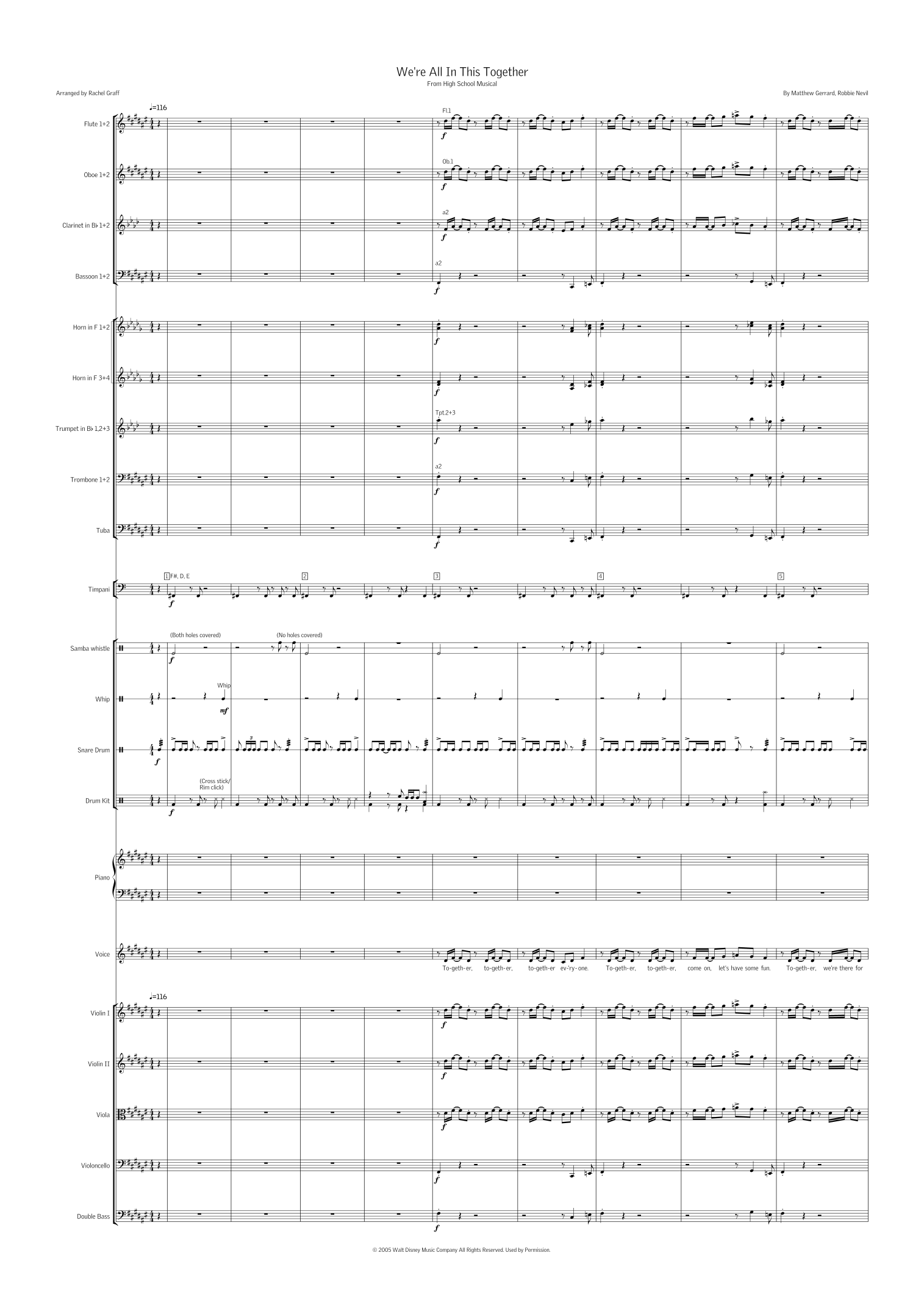 We're All In This Together (arr. Rachel Graff) by High School Musical Cast 管弦乐团 - 预览