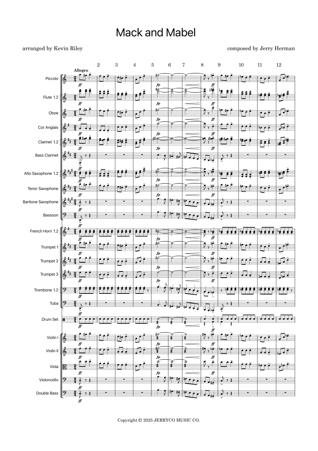 Mack And Mabel (arr. Kevin Riley) by Jerry Herman Full Orchestra