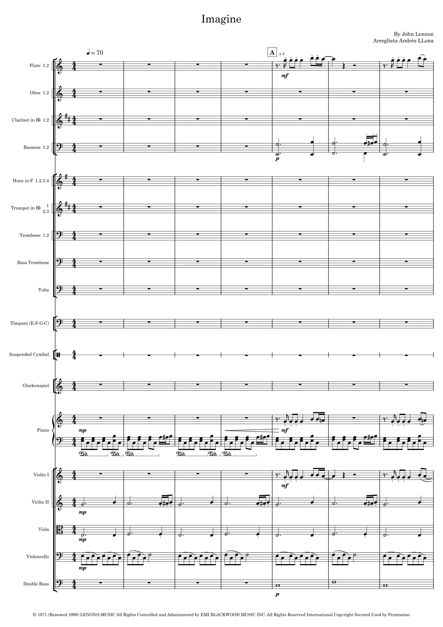 Imagine (arr. Andrés LLona) by David Archuleta 管弦乐团全编制 - 预览