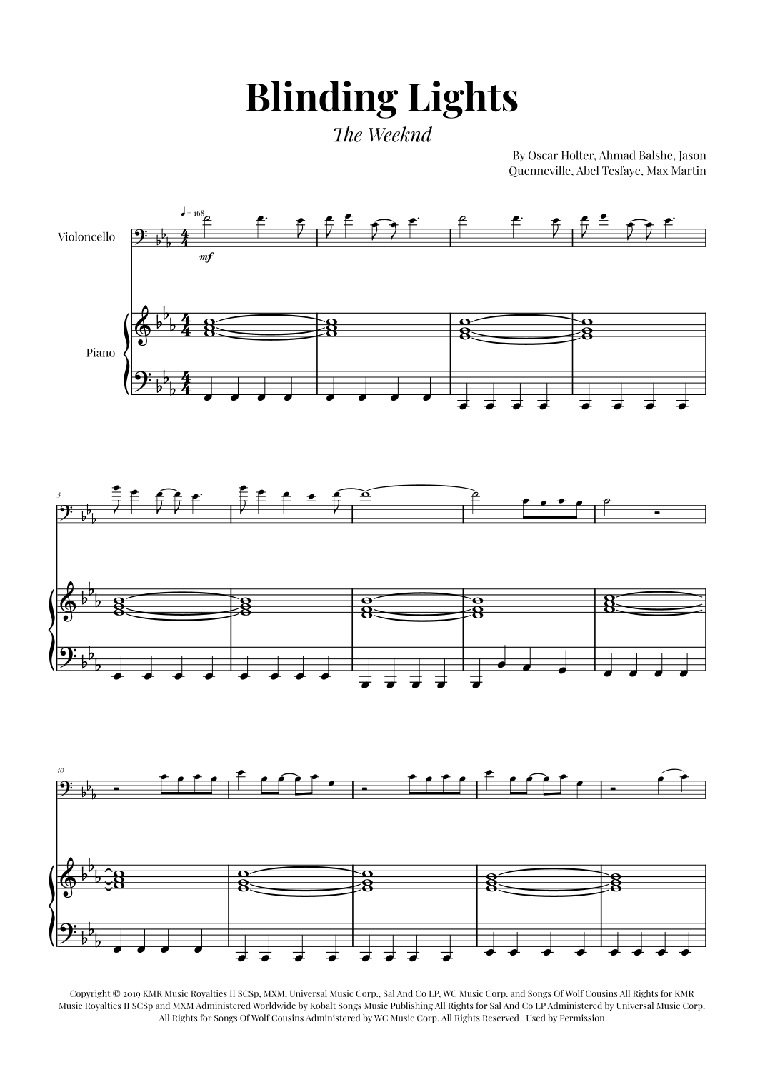 Blinding Lights (arr. Glauco Fernandes) by The Weeknd Sheet Music for ...