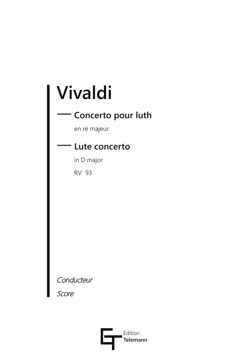 Lute Concerto RV 93 Sheet Music Antonio Vivaldi Orchestra