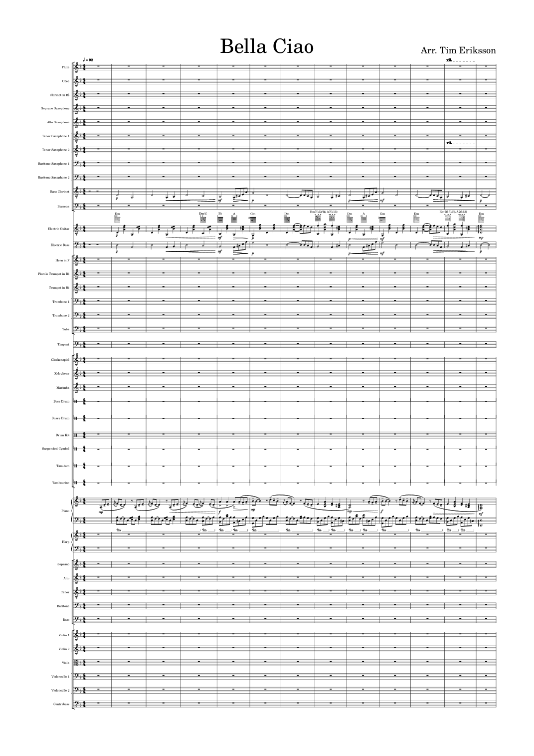 Bella Ciao (arr. Tim Asplund) by Traditional Full Orchestra