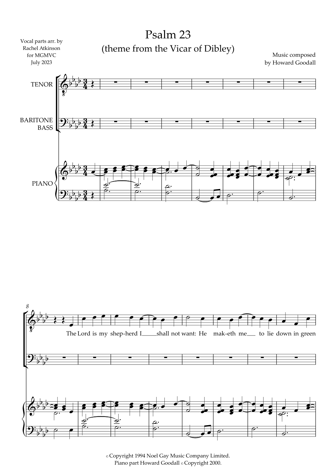 Psalm 23 (theme From The Vicar Of Dibley) (arr. Rachel Atkinson) by