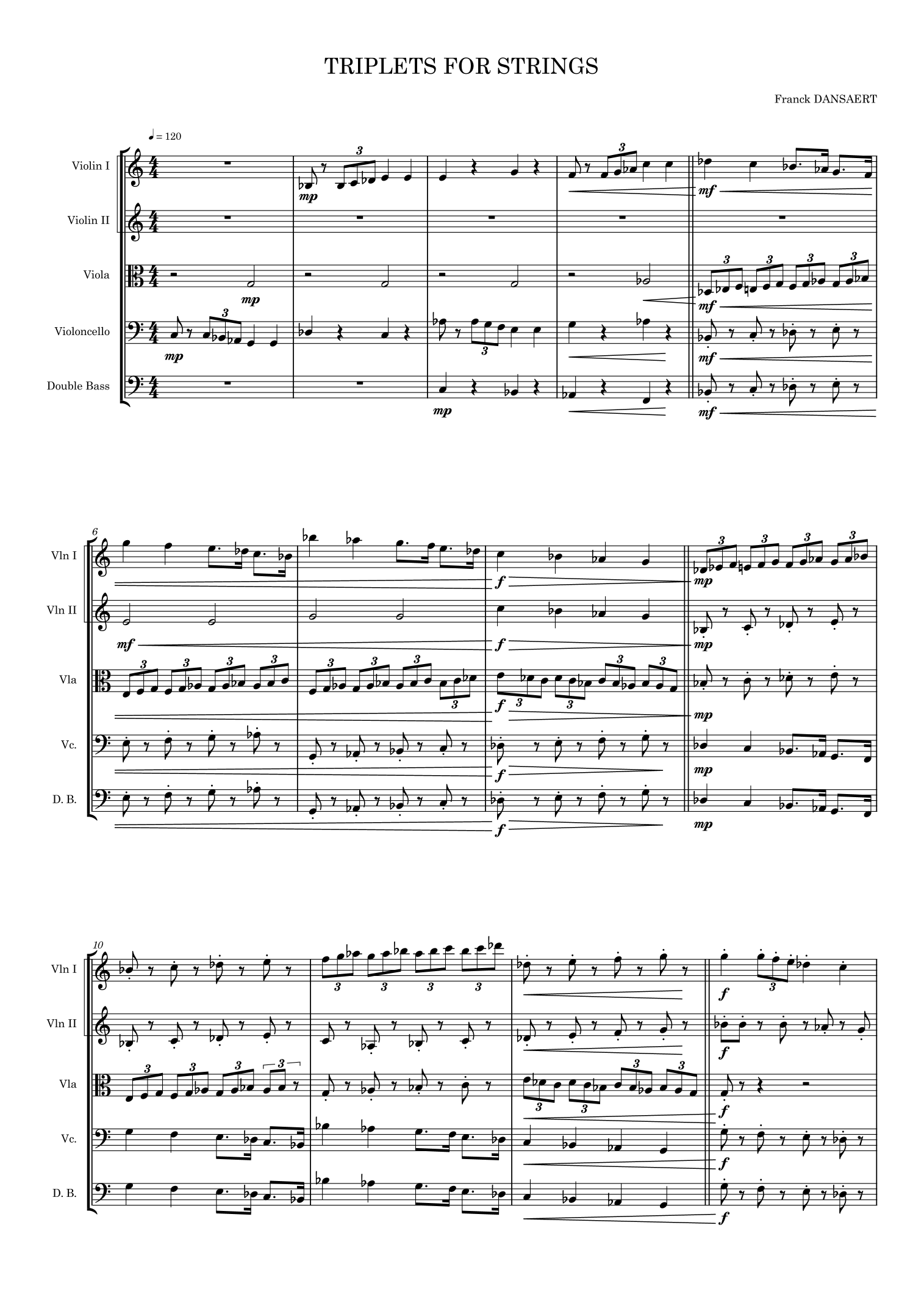 Triplets for Strings - Score Only by Franck Dansaert Full Orchestra - 预览