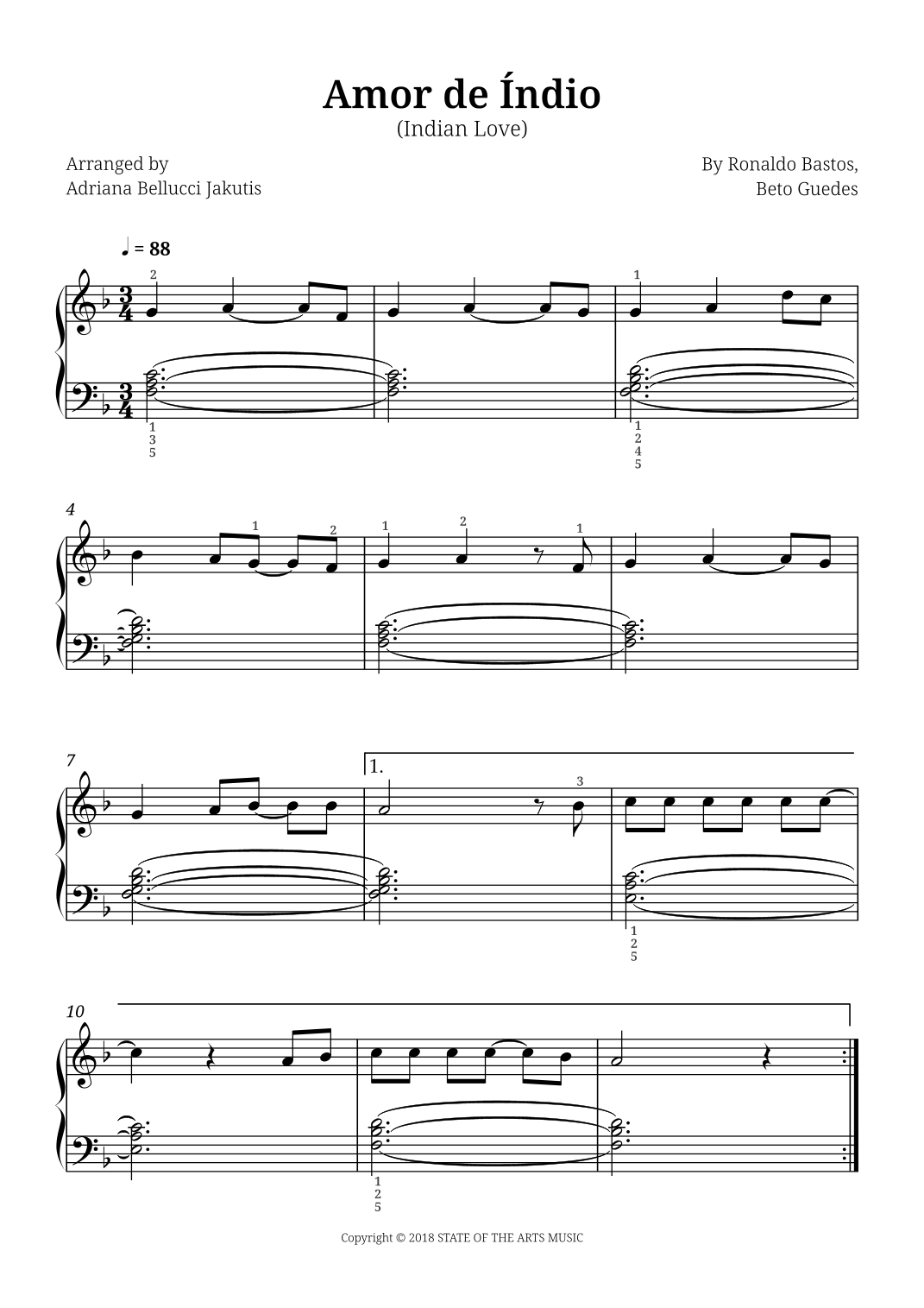 Amor De Indio (Indian Love) (arr. Adriana Bellucci Jakutis) by Ronaldo ...