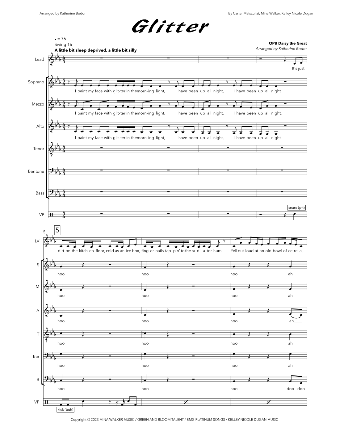 Glitter 2 by Daisy The Great Sheet Music for SATB divisi Choir (arr ...