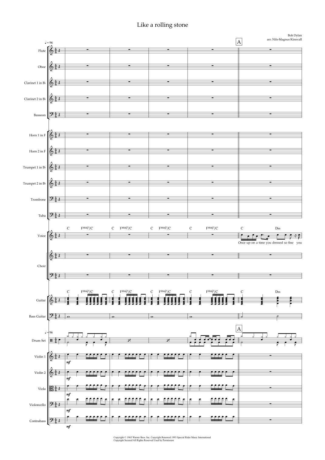 Like A Rolling Stone (arr. Nils-Magnus Kinnvall) by Bob Dylan Full Orchestra