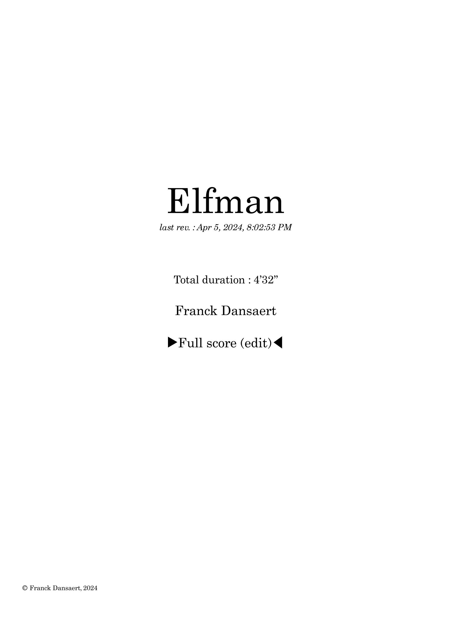 Elfman - Score Only by Franck Dansaert Full Orchestra