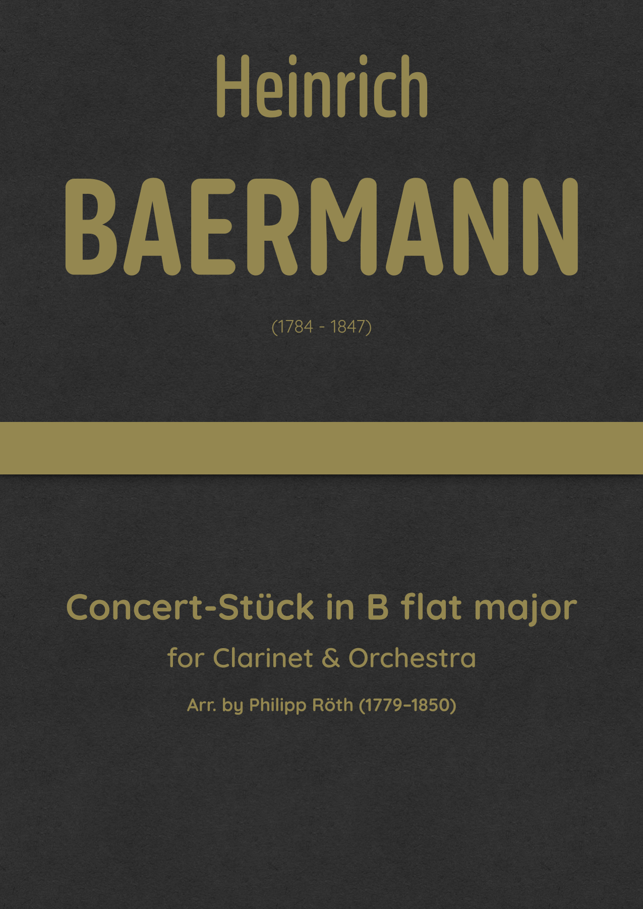 Baermann - Concert-Stück in B flat major for Clarinet & Orchestra (arr. J.G. Cucó Barber) by Heinrich Baermann Full Orchestra