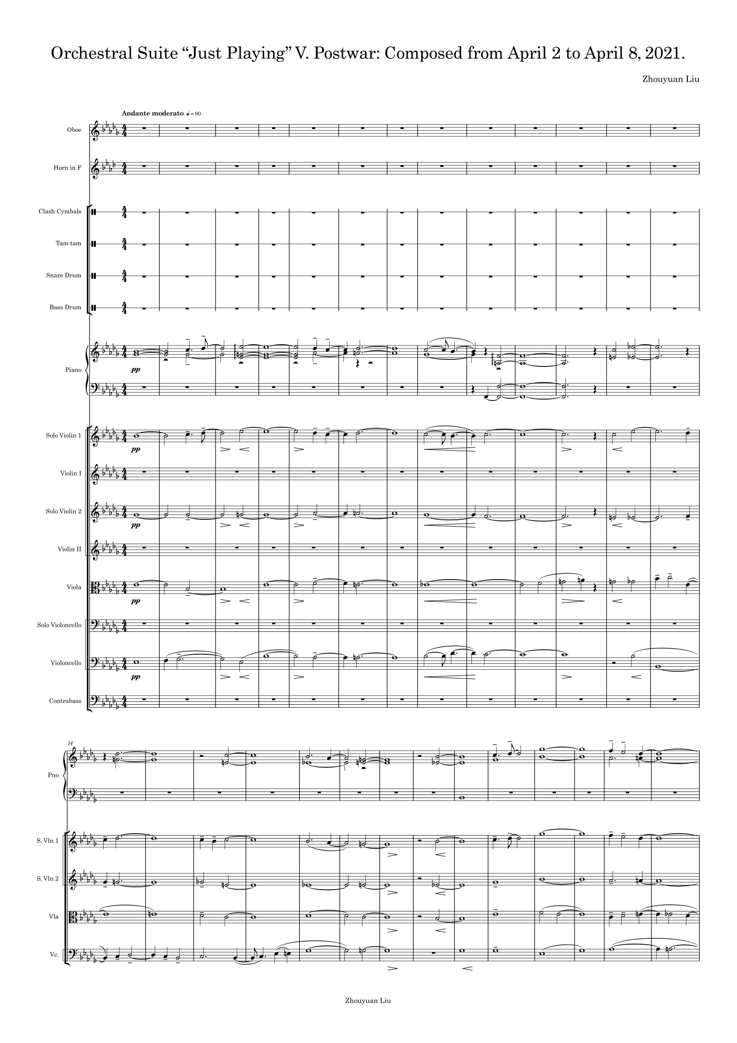 Orchestral Suite "Just Playing" V. Postwar: Composed from April 2 to April 8, 2021 by Zhouyuan Liu Full Orchestra
