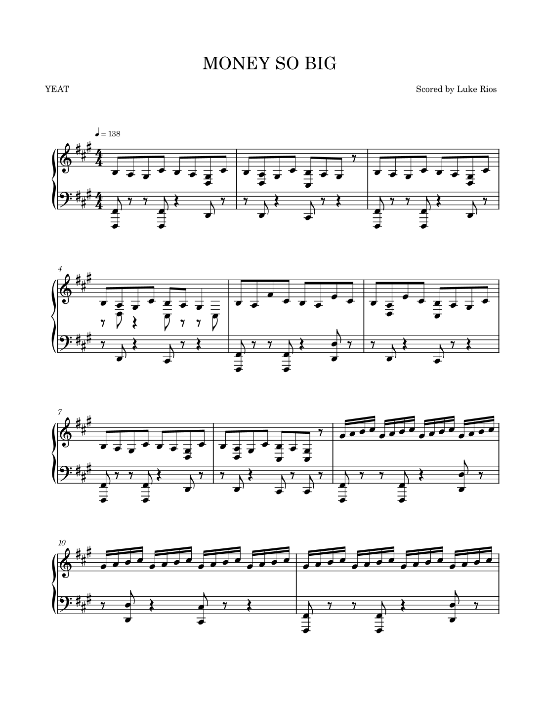 Luke Rios Money So Big by Yeat Sheet Music for Piano Solo (arr. Luke Rios) at ...