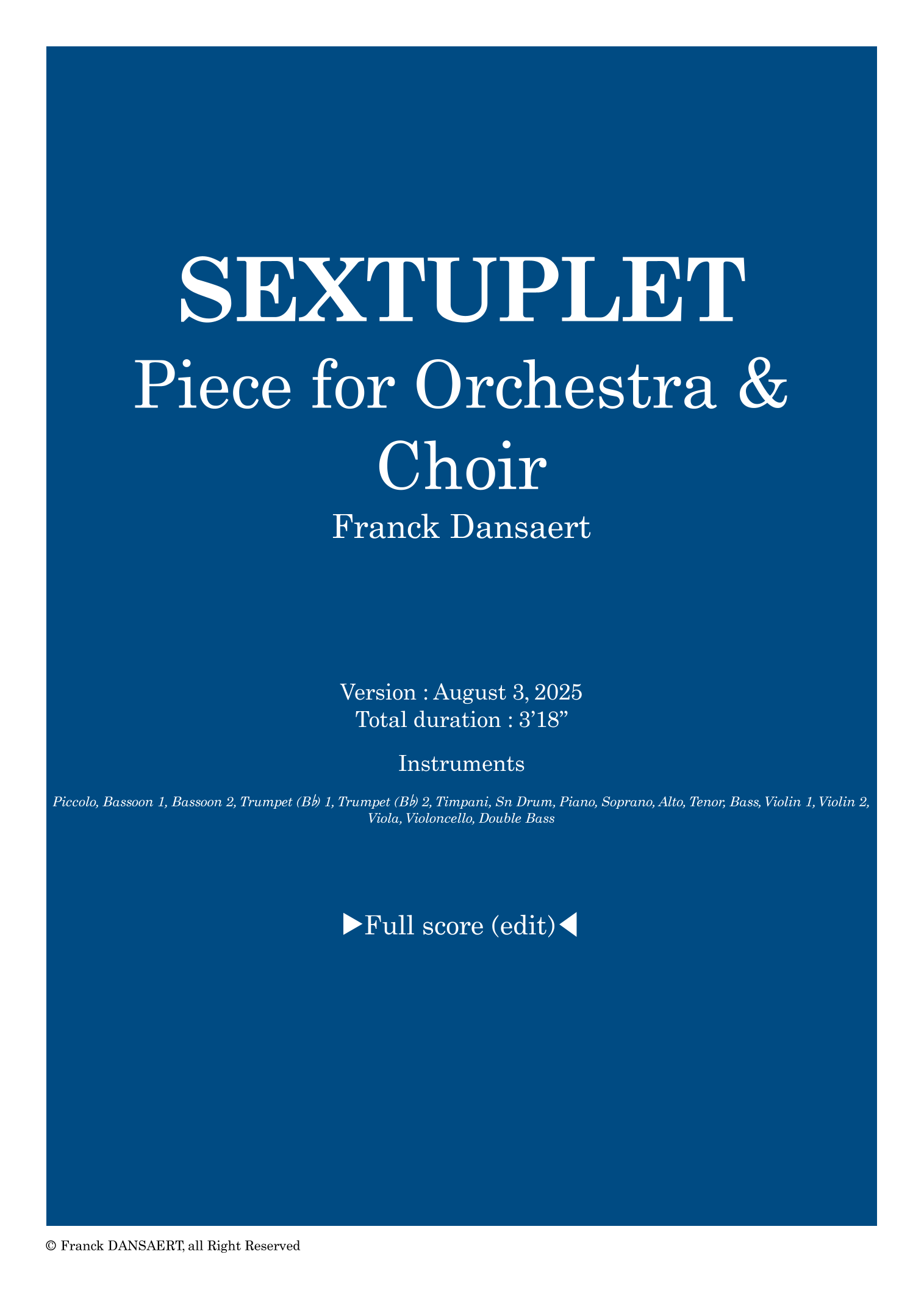 Sextuplet - 仅总谱 (Franck Dansaert) 管弦乐团 - 预览