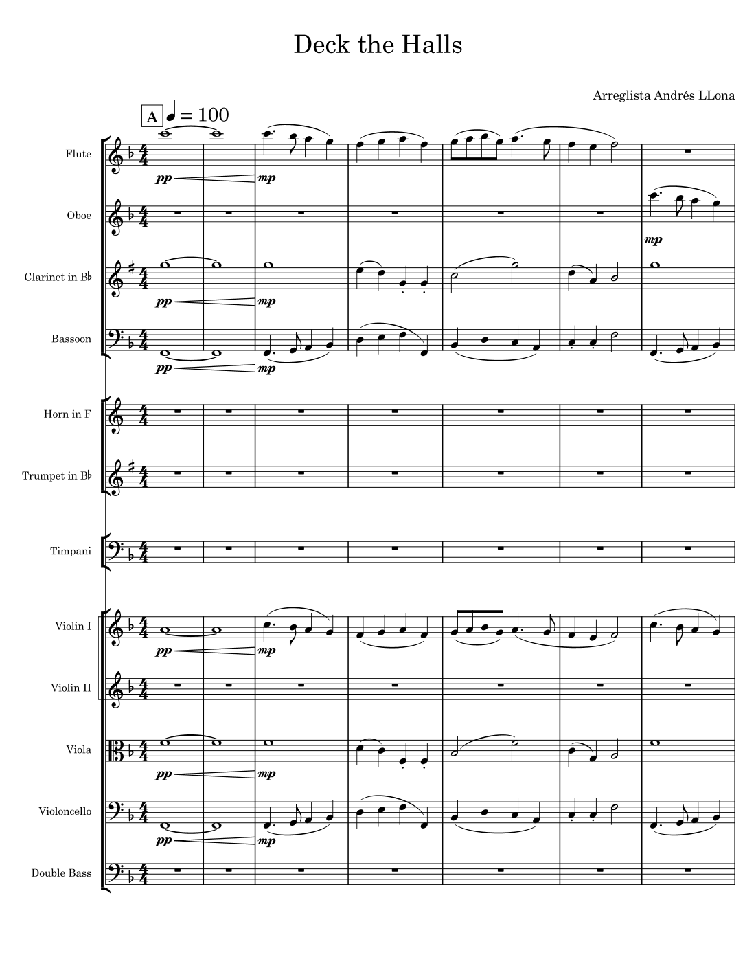 Deck the Halls (arr. Andrés LLona) by Thomas Oliphant Full Orchestra