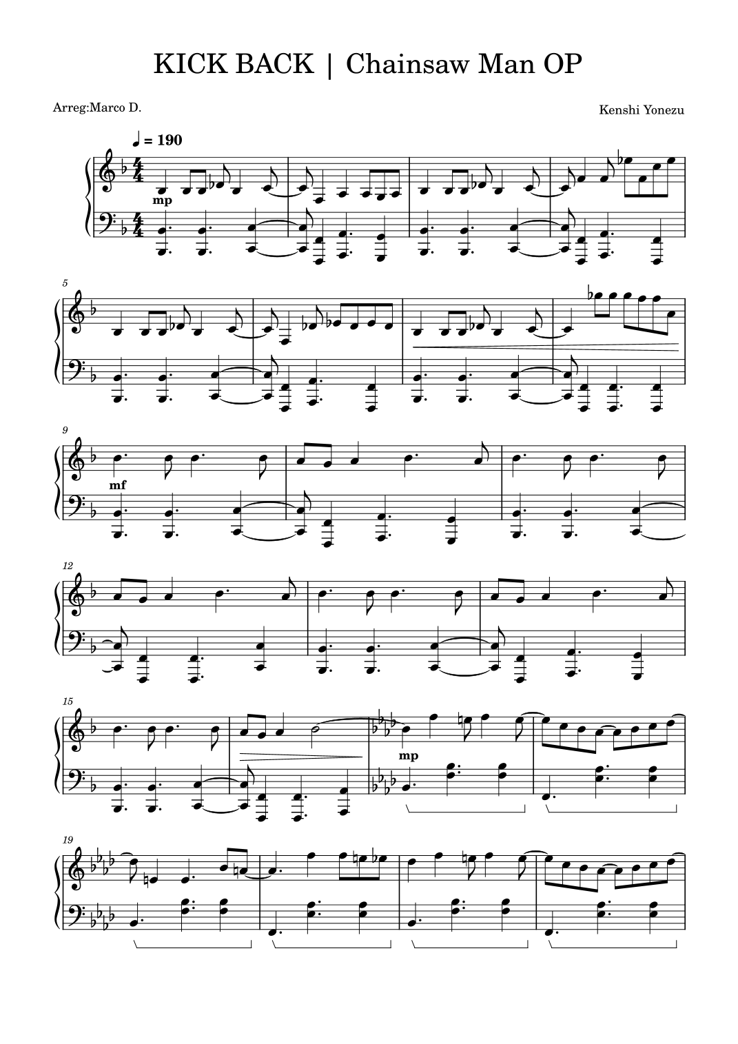 Kick Back Sheet Music Kenshi Yonezu Piano Solo