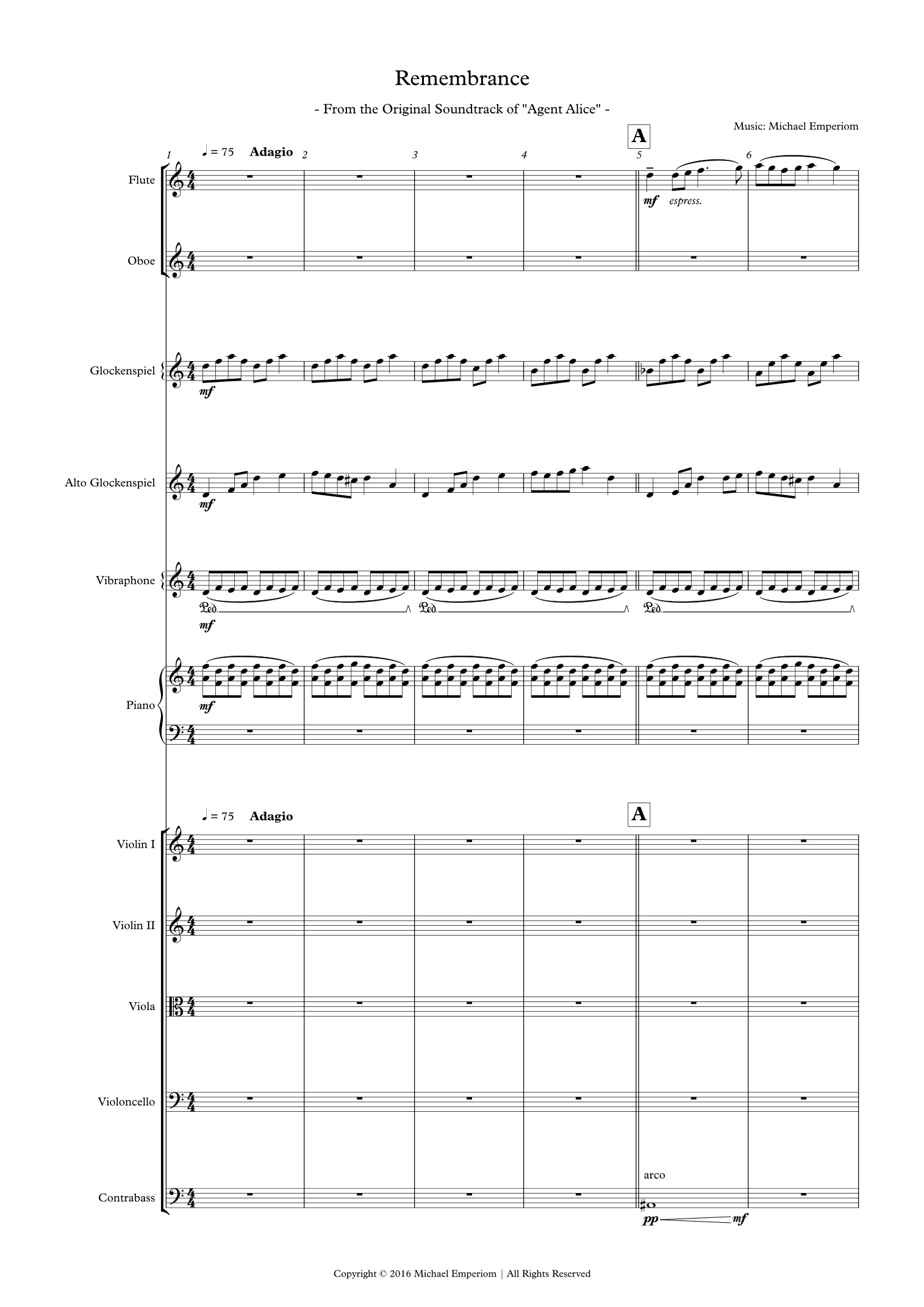 Remembrance (From the Original Soundtrack of "Agent Alice") - Score Only by Michael Emperiom Full Orchestra