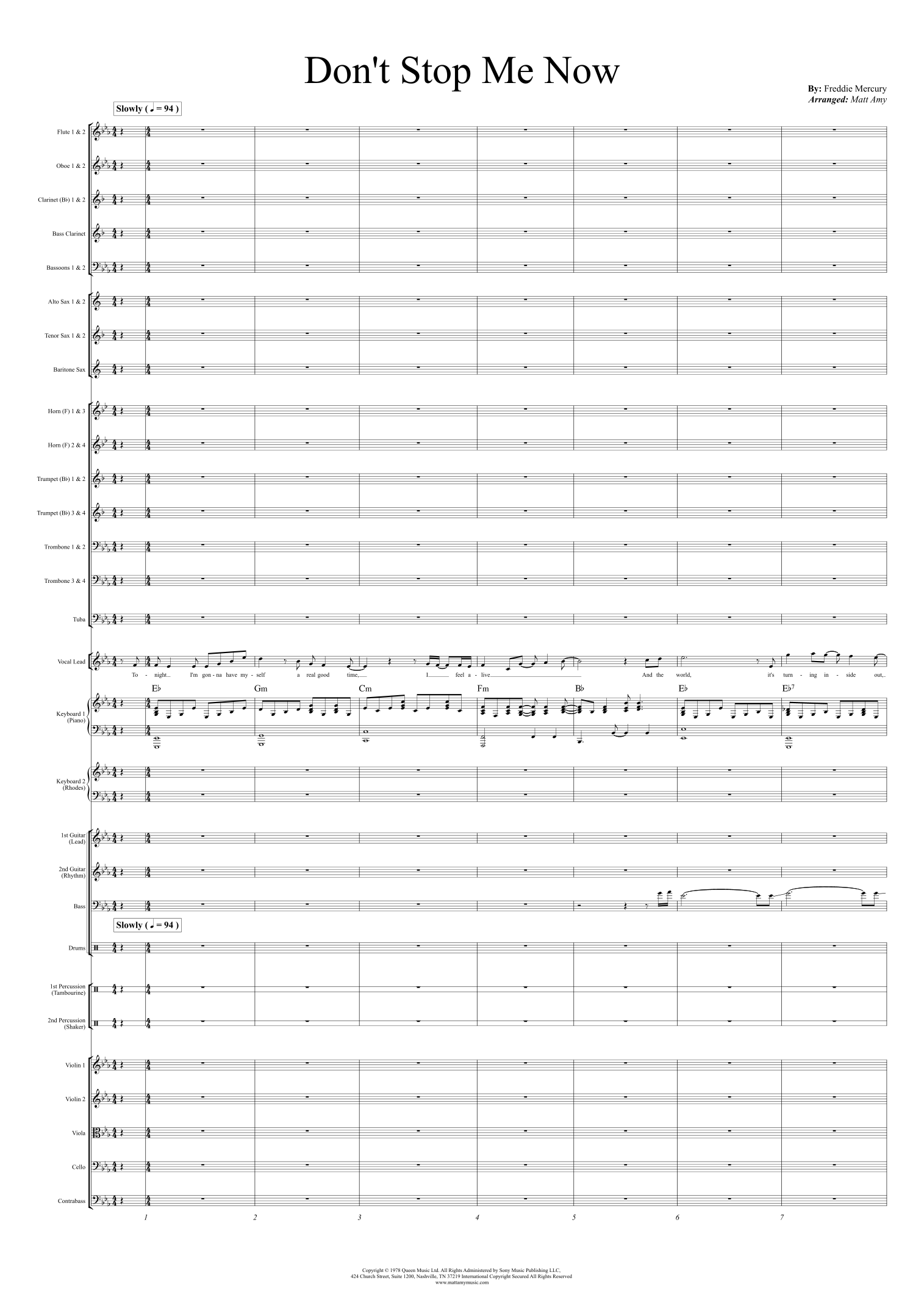 Don't Stop Me Now (arr. Matt Amy) by Queen Full Orchestra