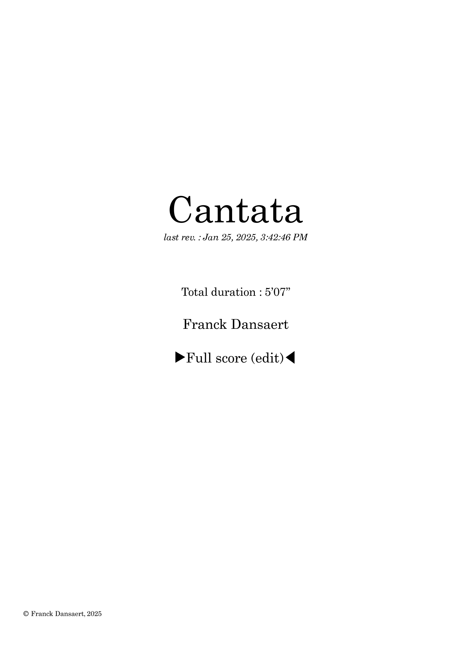 Cantata - 仅总谱 by Franck Dansaert 管弦乐团 - 预览