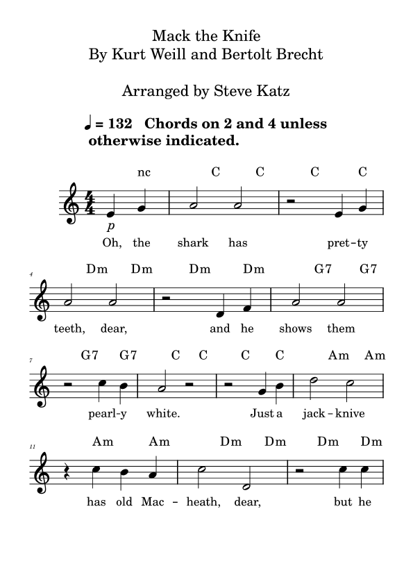 Mack the Knife Sheet Music Kurt Weill, Bertolt Brecht Lead Sheet / Fake Book