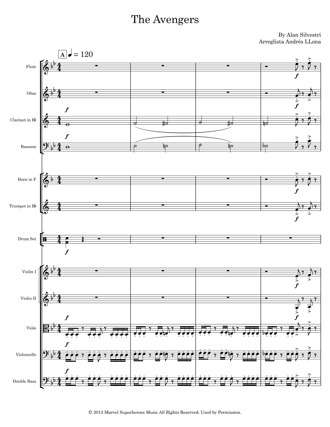 The Avengers (arr. Andrés LLona) by Alan Silvestri Full Orchestra (复仇者联盟 管弦乐团版) - 预览