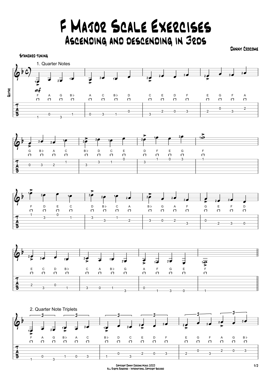 F Major Scale Exercises Ascending And Descending In 3rds Por F Major Scale Exercises Ascending And Descending In 3rds Por