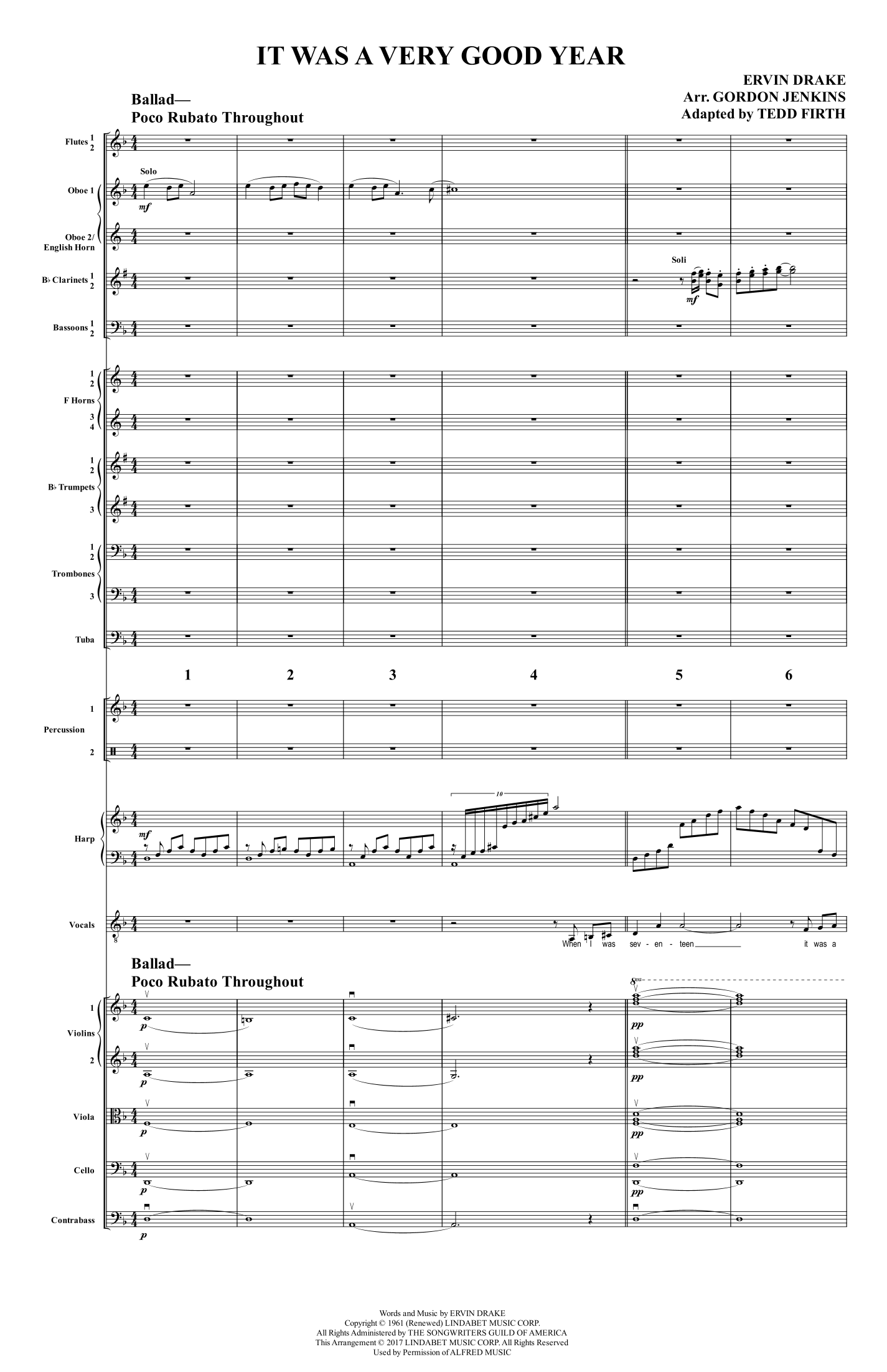 It Was A Very Good Year (arr. Tedd Firth) by Ervin Drake 管弦乐团 - 预览