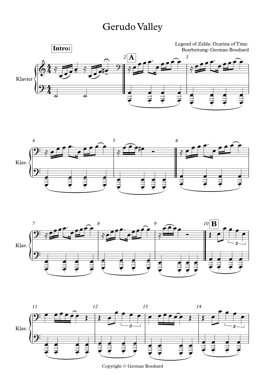 Gerudo Valley arr German Bosshard Por Legend Of Zelda Ocarina Of 