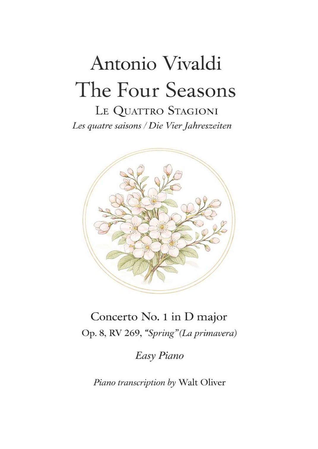Vivaldi - The Four Seasons - Spring - Complete - Easy Piano (arr. Walt ...
