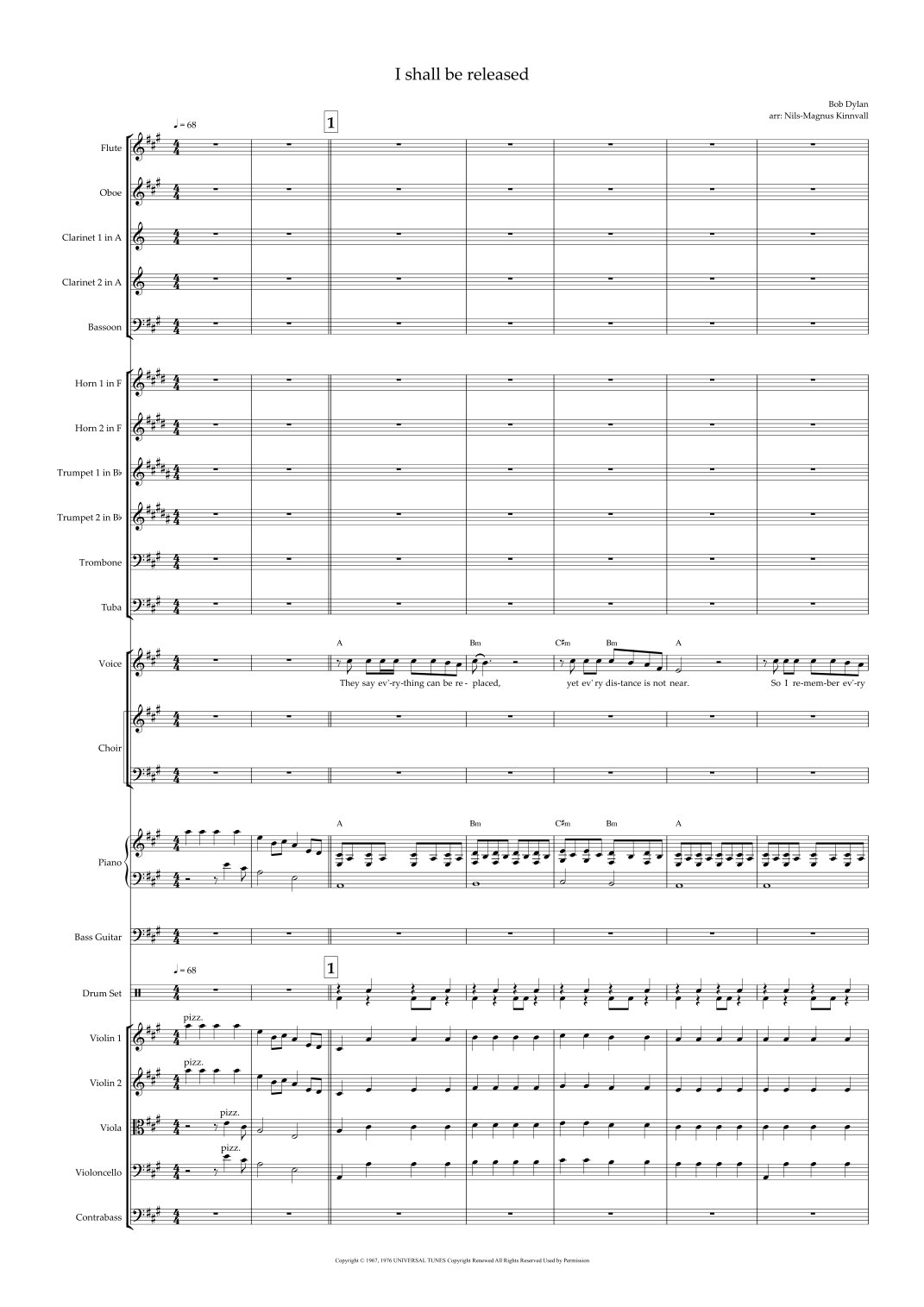 I Shall Be Released (arr. Nils-Magnus Kinnvall) by Bob Dylan 管弦乐团 - 预览