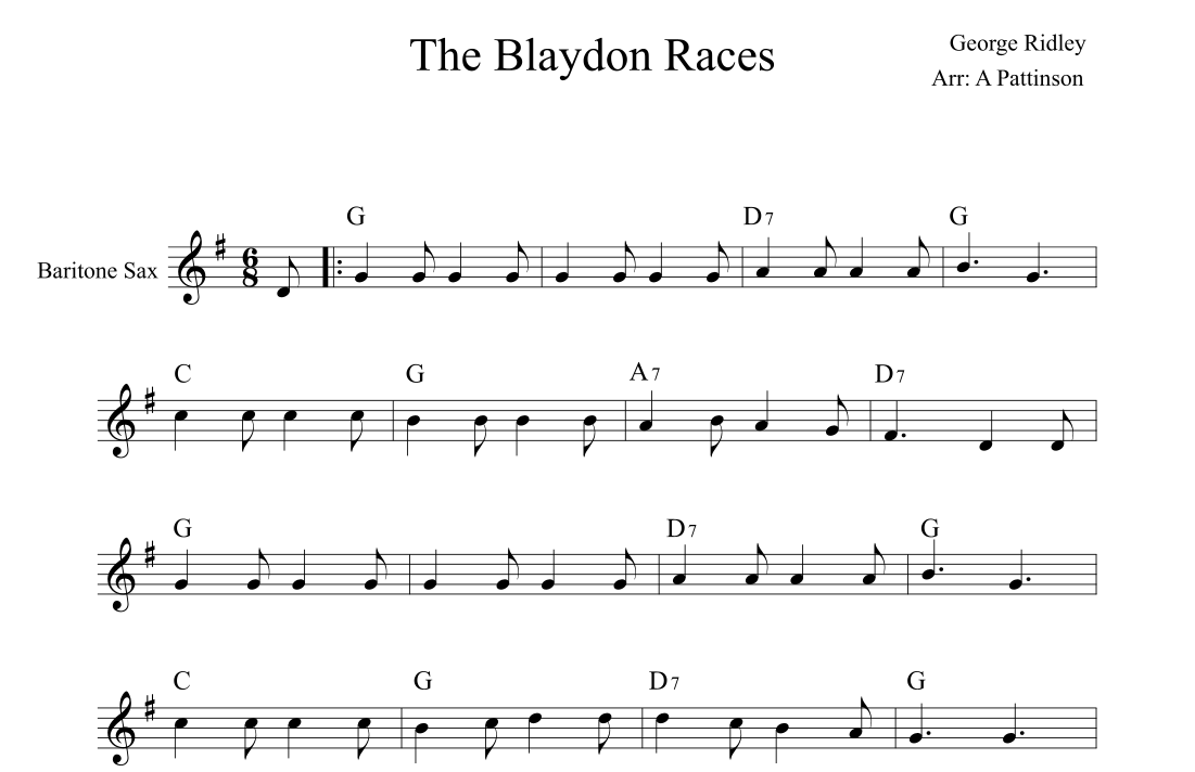 The Blaydon Races for Baritone Saxophone by Andrew Pattinson Sheet ...