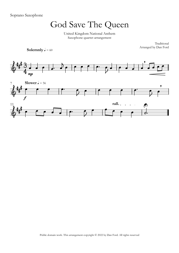 God Save The Queen Sheet Music Traditional Woodwind Ensemble
