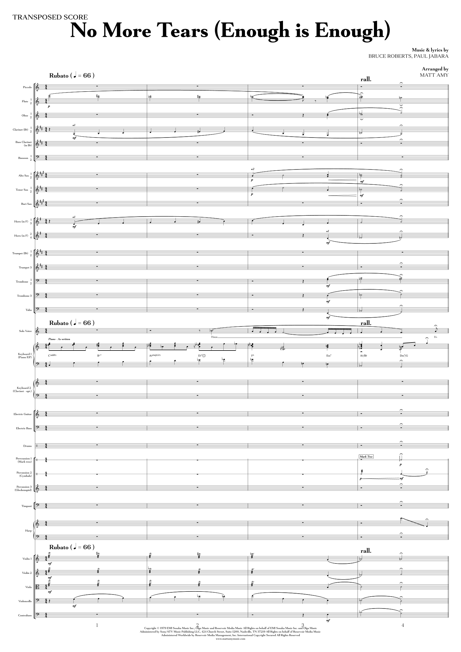 No More Tears (enough Is Enough) (arr. Matt Amy) by Barbra Streisand and Donna Summer Full Orchestra
