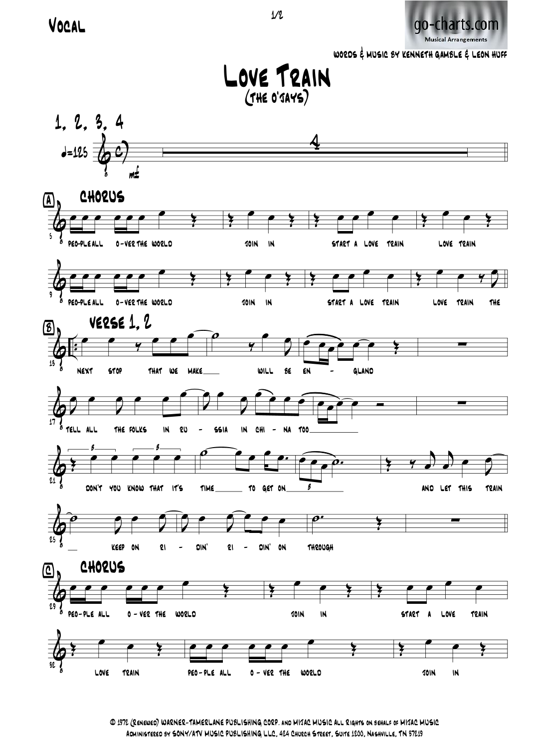 Love Train (arr. Andy Davidson (go-charts.com)) by O'Jays Full Orchestra
