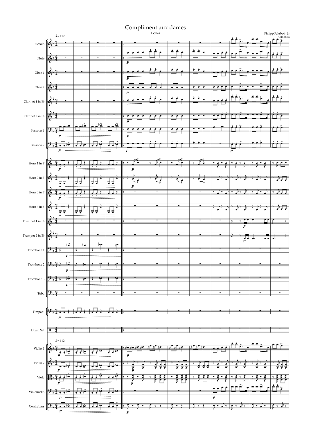 Compliment aux dames (arr. Composer) by Philipp Fahrbach, sr Full Orchestra