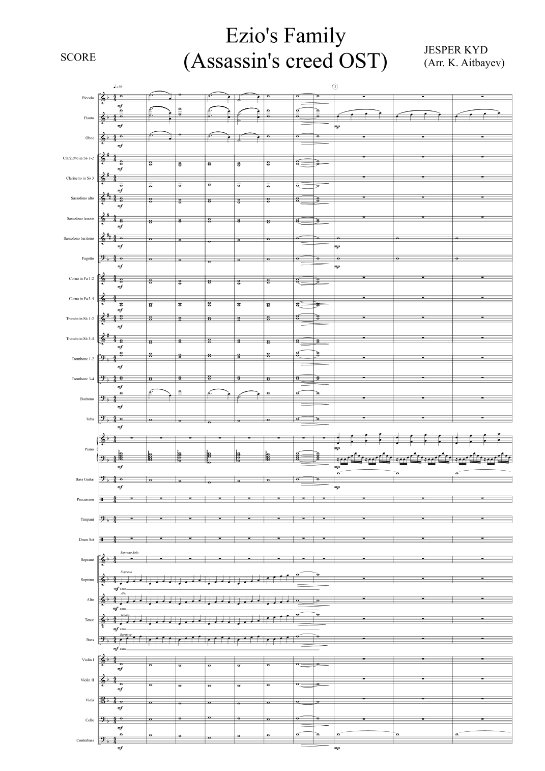 Ezio's Family (arr. Kassym Aitbayev) by Jesper Kyd Jacobsen Full Orchestra