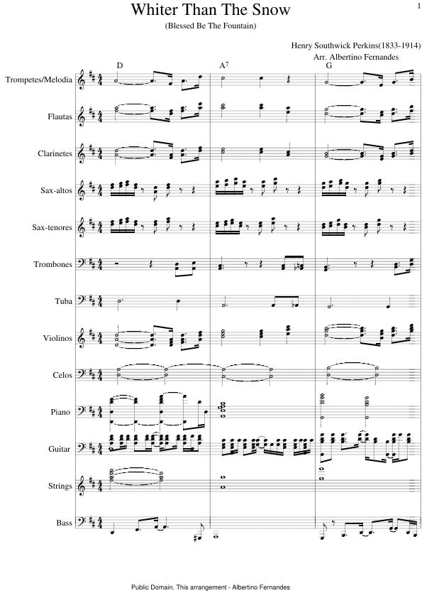 Whiter Than The Snow - 仅总谱 (Albertino Fernandes 编曲) Henry Southwick Perkins 管弦乐团 - 预览