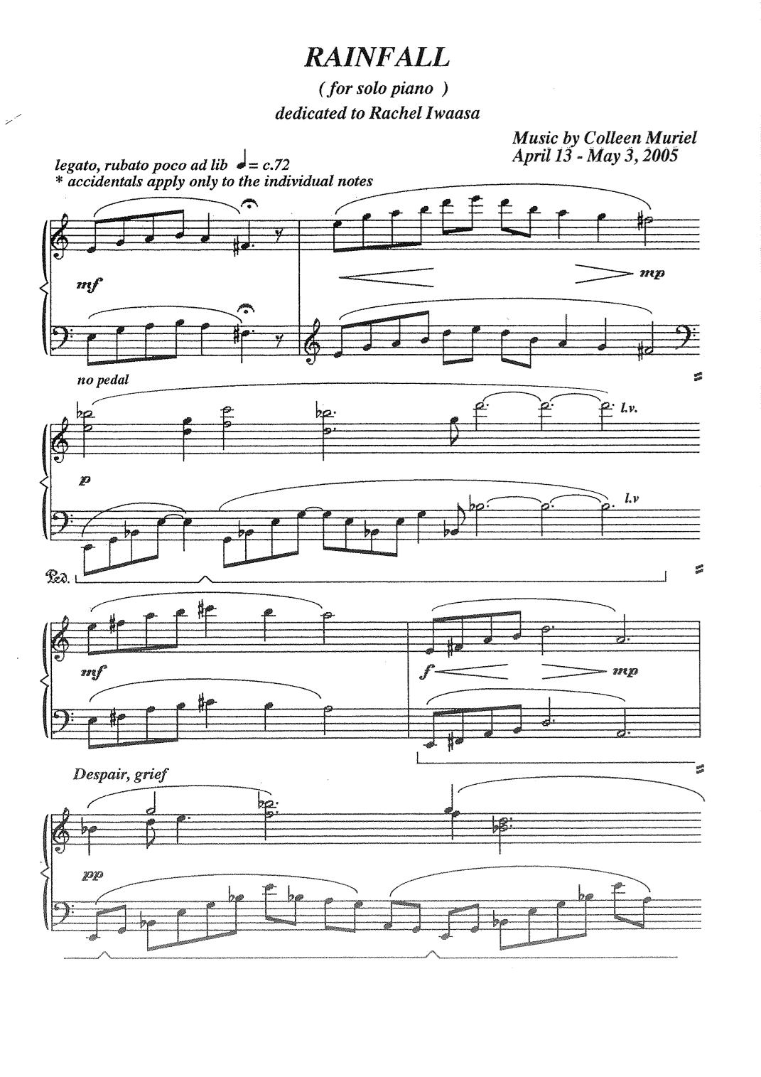 Rainfall Digital Sheet Music