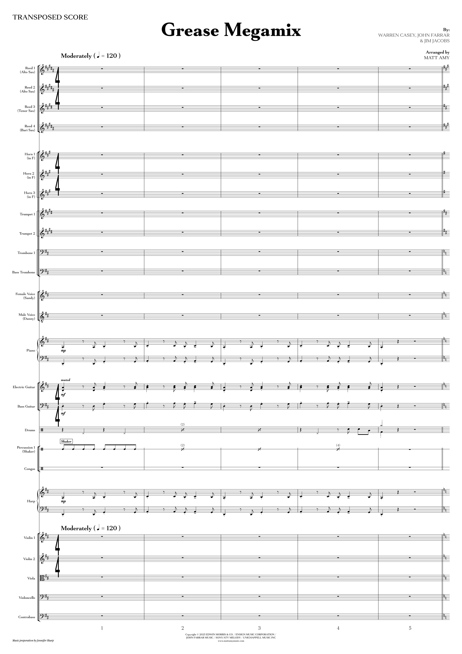 The Grease Megamix (arr. Matt Amy) by John Travolta & Olivia Newton-John Full Orchestra