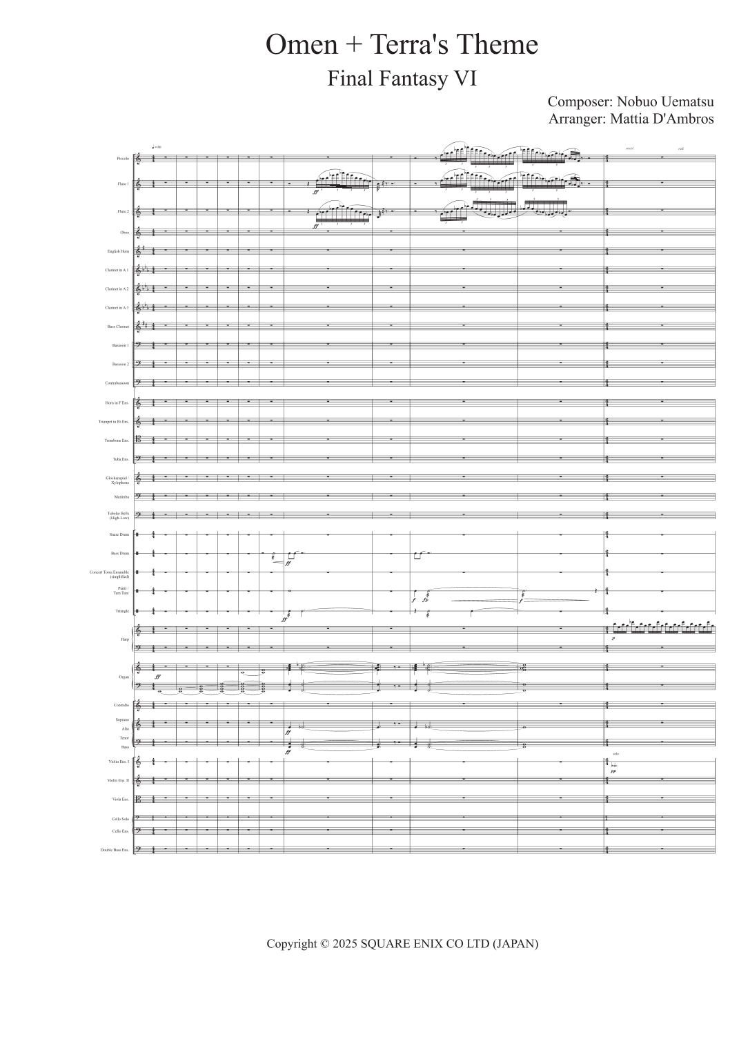 H&V: Terra's Theme - Score Only (arr. D'Ambros Mattia) by Nobuo Uematsu Full Orchestra