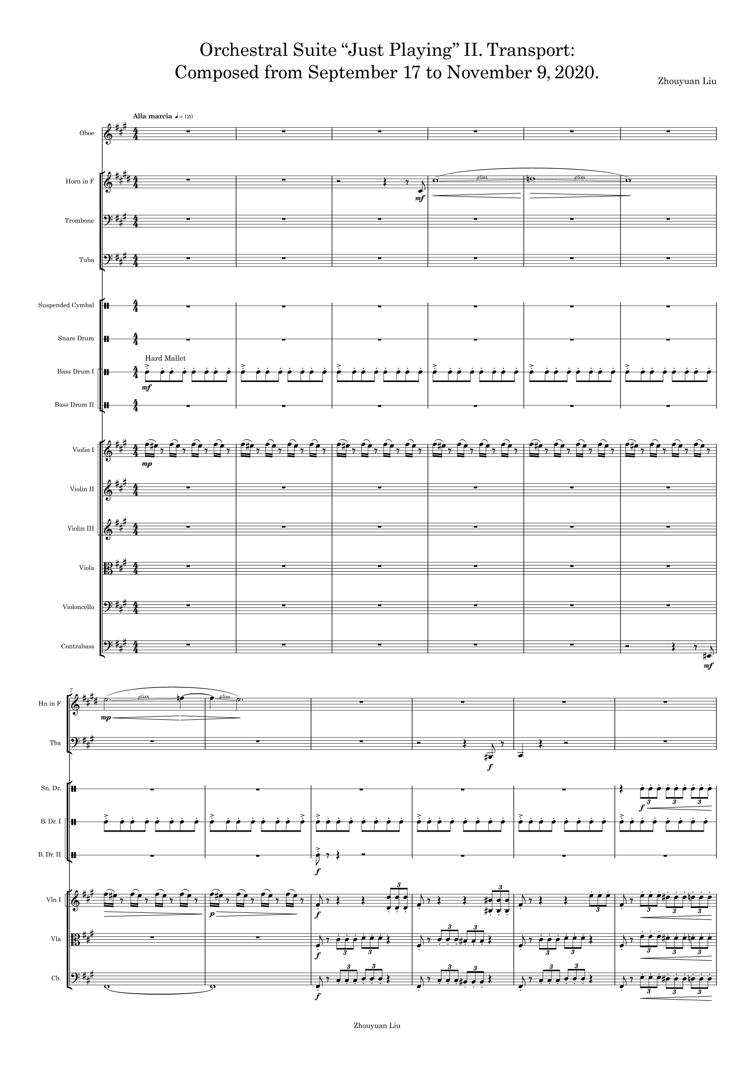 管弦乐组曲《Just Playing》第二乐章:运输 (Orchestral Suite "Just Playing" II. Transport: Composed from September 17 to November 9, 2020 by Zhouyuan Liu Full Orchestra) - 预览