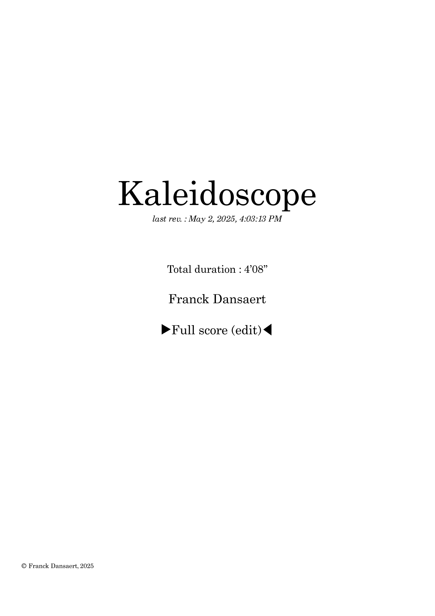Kaleidoscope - Score Only (仅总谱) by Franck Dansaert Full Orchestra (管弦乐团) - 预览