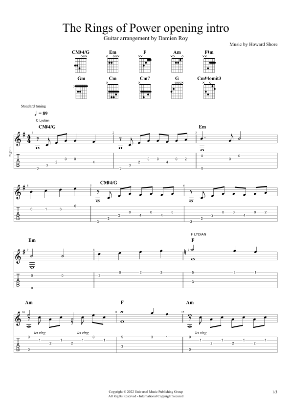 The Lord Of The Rings The Rings Of Power Main Title Sheet Music