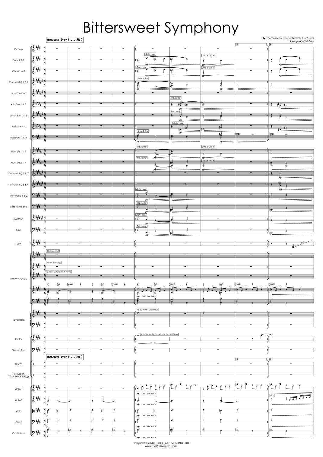 Bittersweet Symphony (arr. Matt Amy) by Tim Baxter 管弦乐团全谱 - 预览
