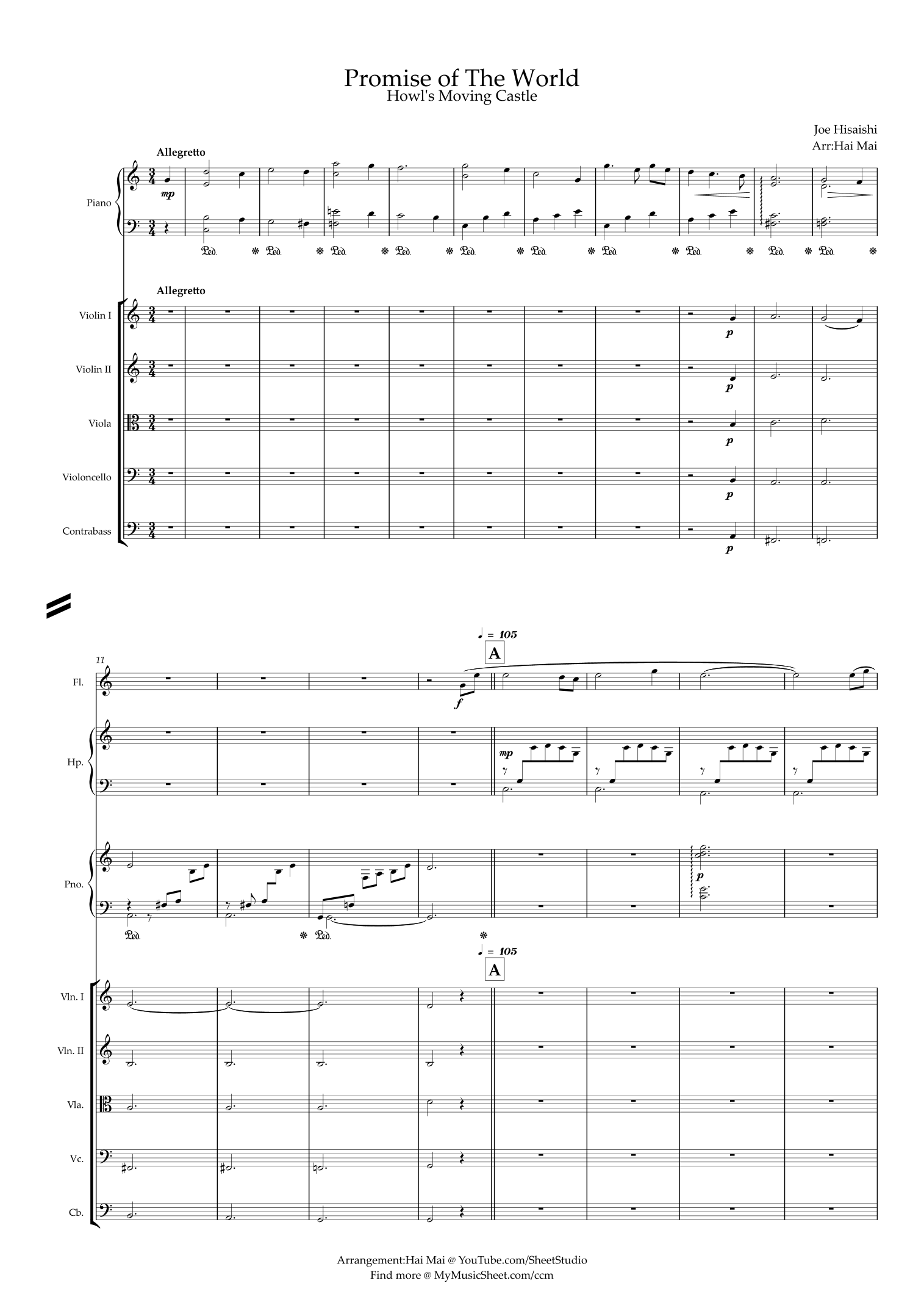 Howl's Moving Castle (arr. Hai Mai) by Joe Hisaishi Full Orchestra