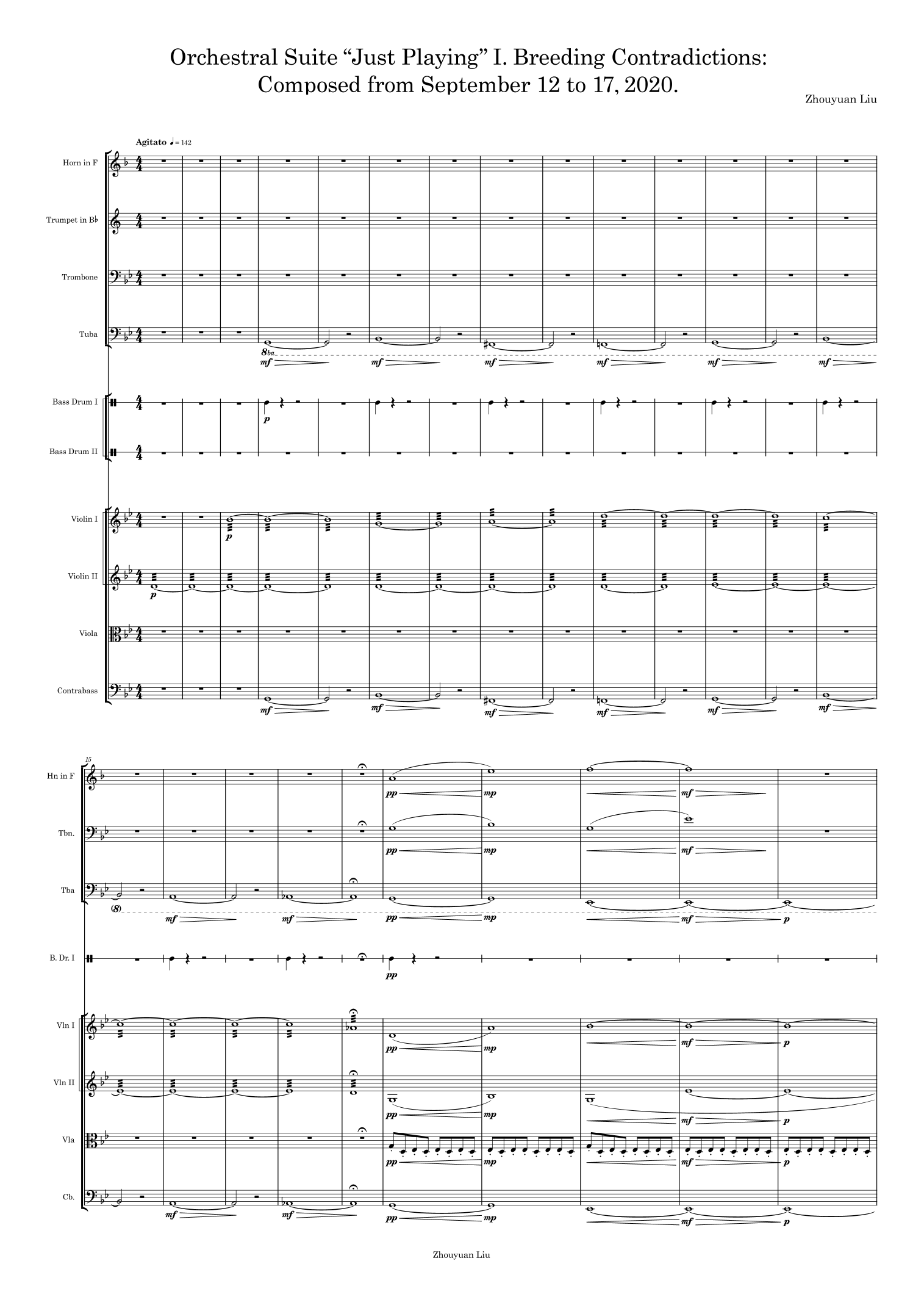 管弦乐组曲 Orchestral Suite "Just Playing" I. Breeding Contradictions: Composed from September 12 to 17, 2020 by Zhouyuan Liu 管弦乐团 - 预览