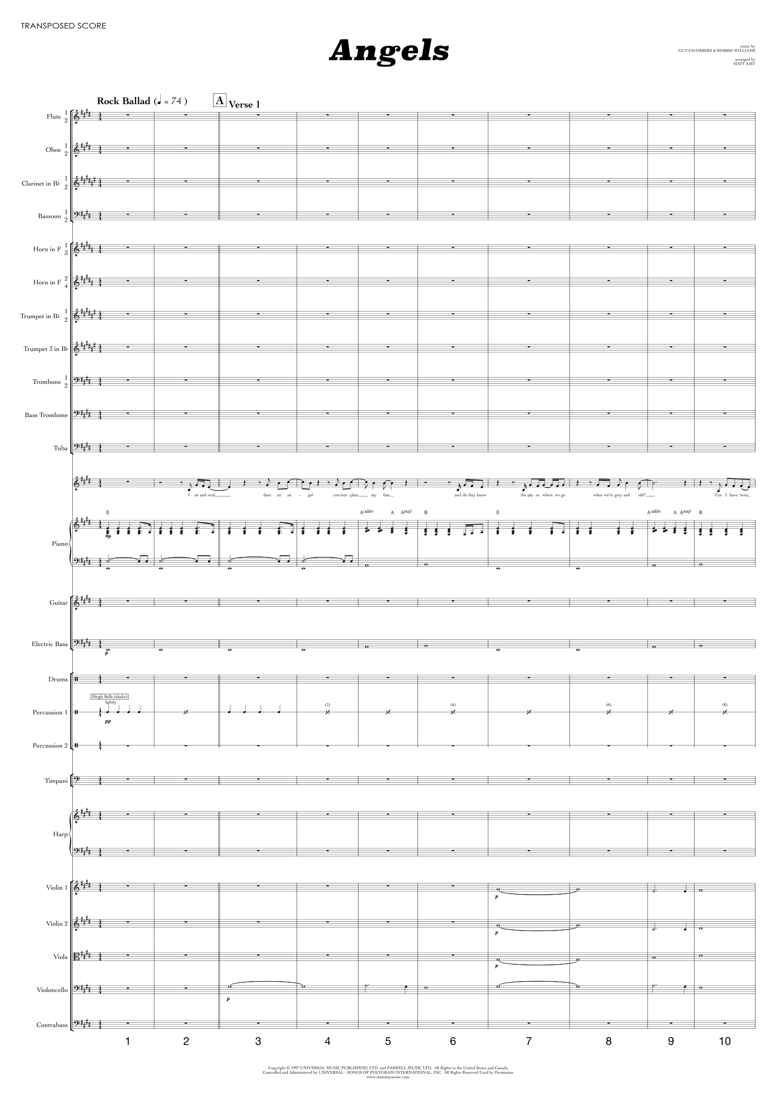 Angels (arr. Matt Amy) by Robbie Williams Full Orchestra