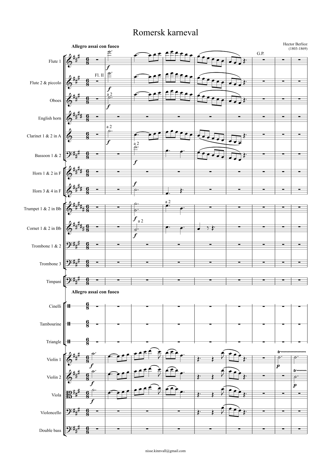 Romersk karneval by Hector Berlioz Full Orchestra