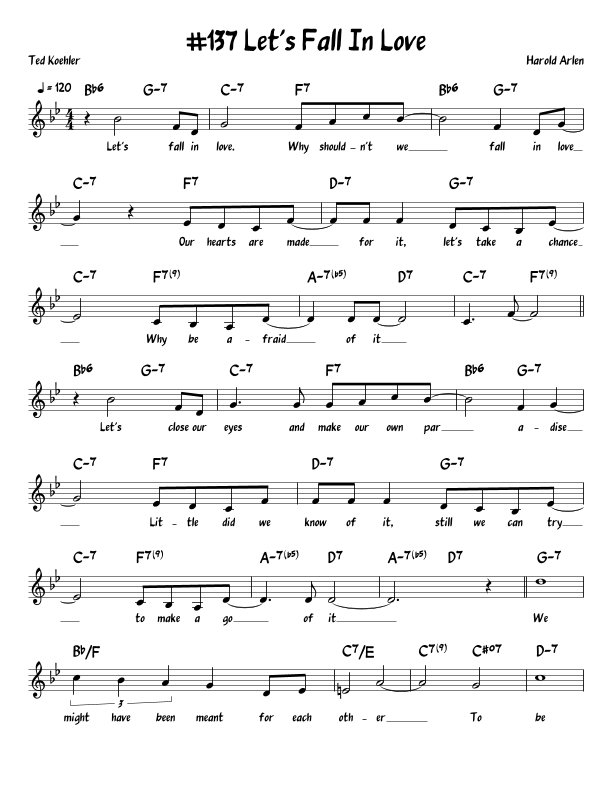 Let's Fall In Love Sheet Music Glen Da Costa Lead Sheet / Fake Book