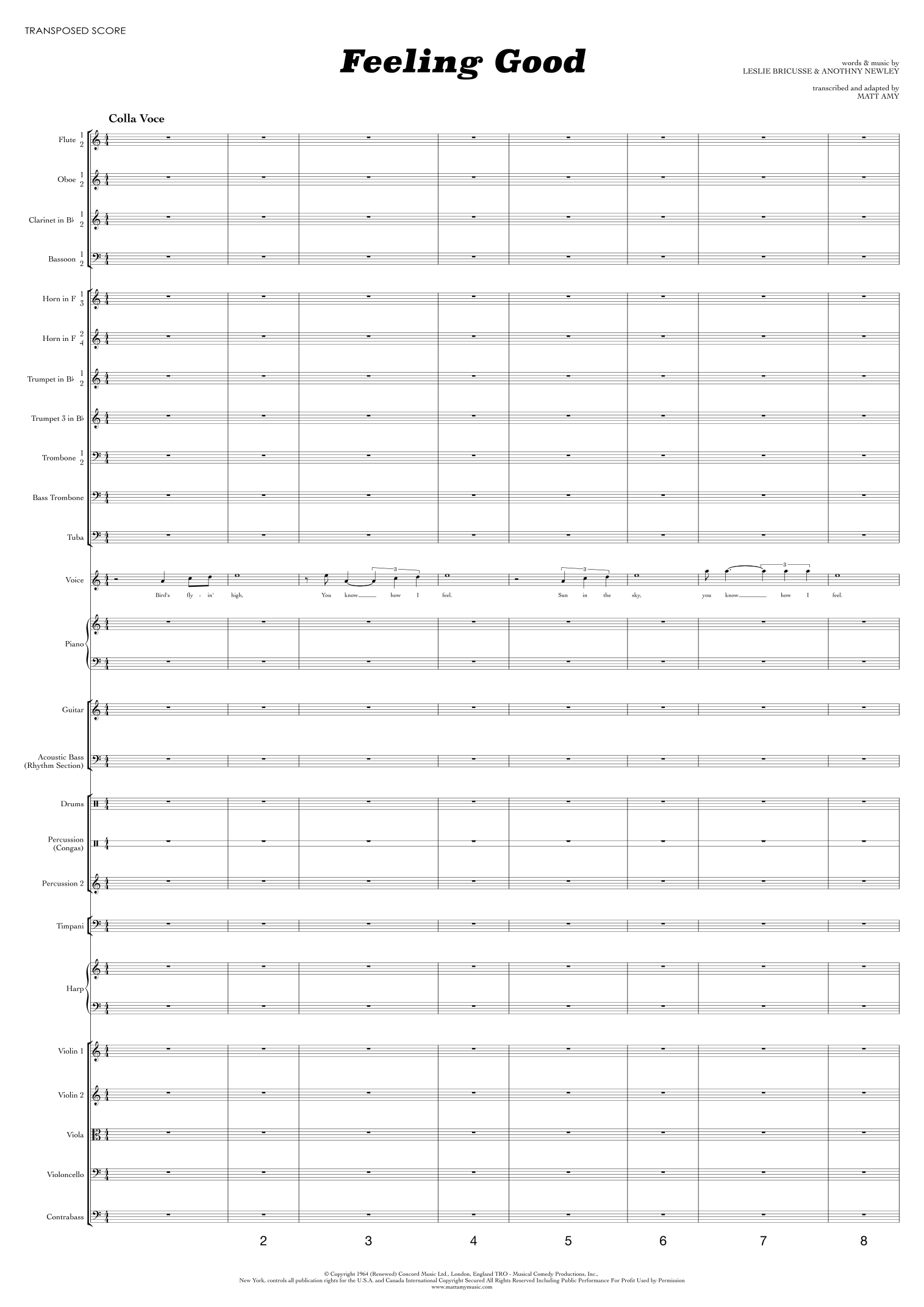 Feeling Good (arr. Matt Amy) by Michael Buble Full Orchestra