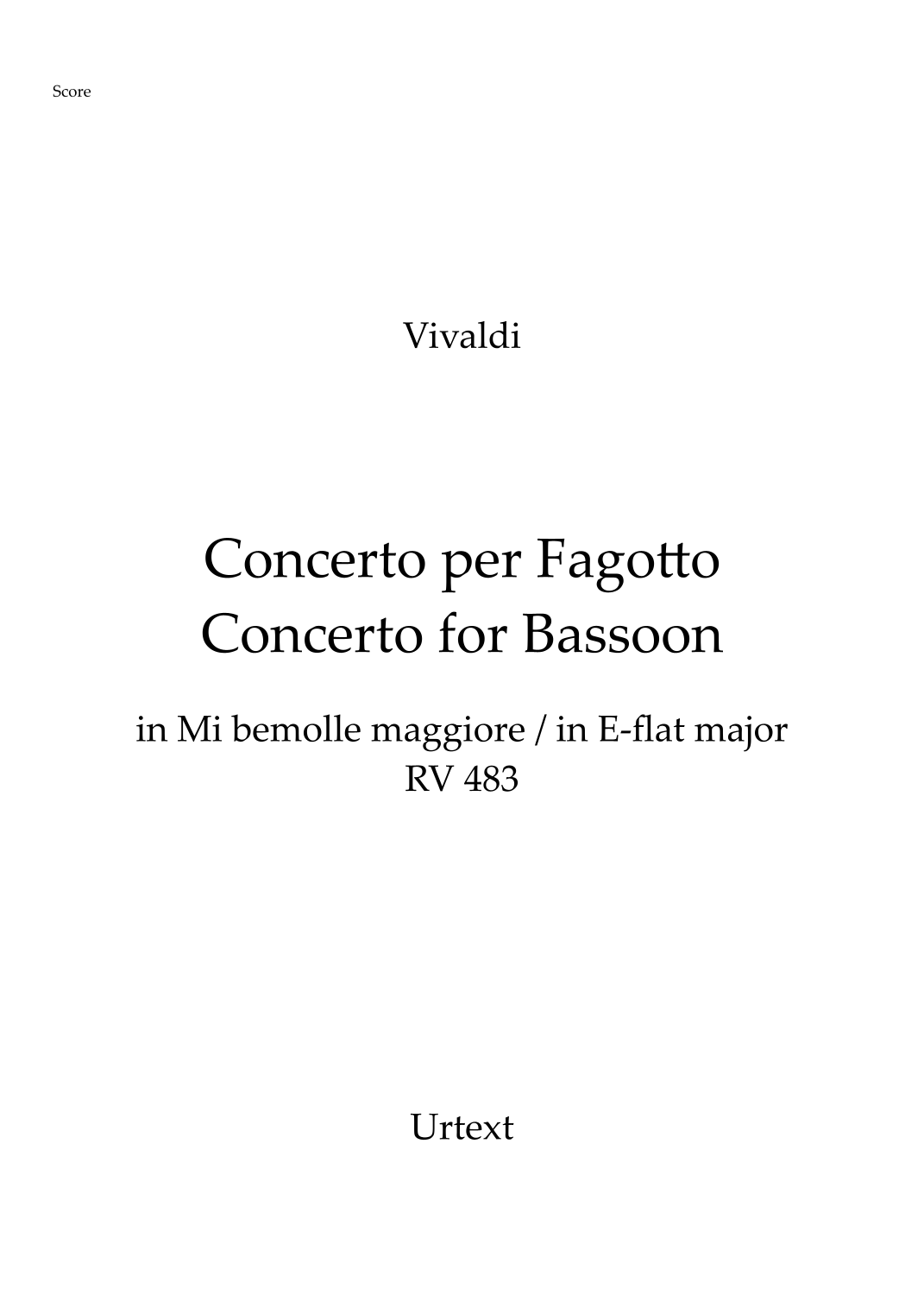 Vivaldi - Bassoon Concerto in E-flat Major RV 483 (Full Score and parts - Urtext) (arr. Pedro Martinho) by Antonio Vivaldi String Orchestra - 预览 (维瓦尔第:降E大调大管协奏曲 RV 483 总谱与分谱 - 原典版,Pedro Martinho 改编,安东尼奥·维瓦尔第弦乐团)